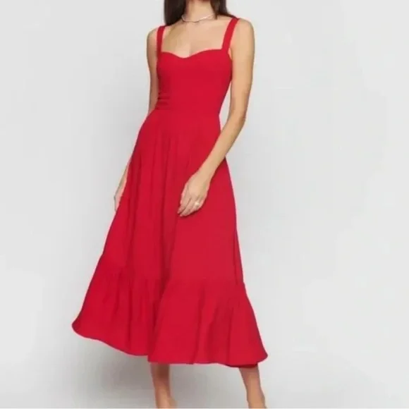 NWT reformation red celestia dress size 8 - Picture 1 of 9